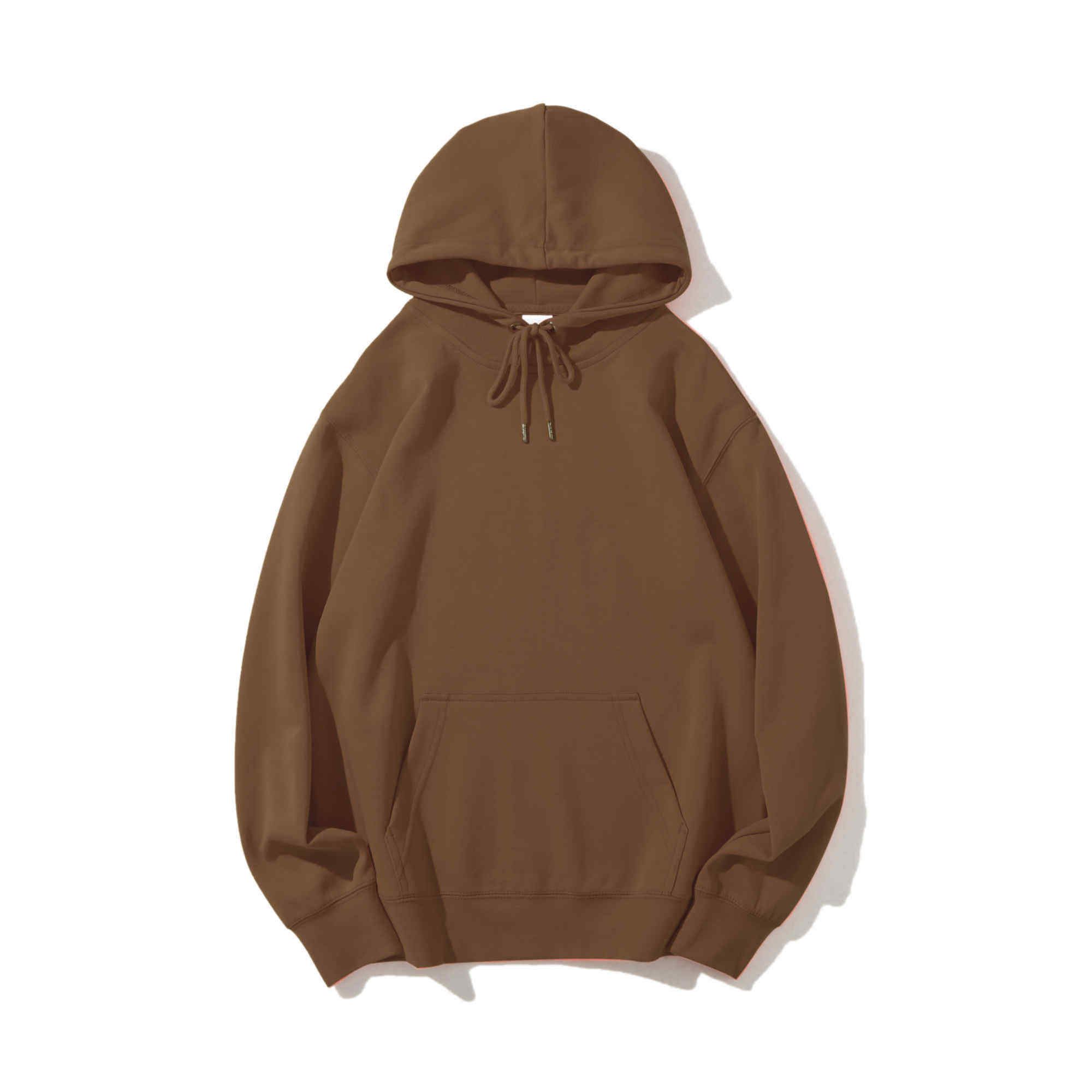 咖啡色摩卡色纯色300g长袖重磅连帽套头卫衣女男情侣宽松上衣小众