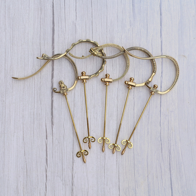 画眉竹鸟笼挂钩钩子八哥鹩哥百灵黄铜折叠鸟笼配件钩子竹节造型