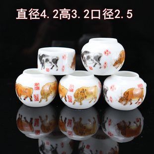 红子靛颏绣眼鸟杯玉鸟黄鸟柳莺鸟食罐杯子瓷碗牛五件套鸟笼配件