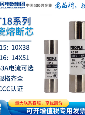人民电器PEOPLE 陶瓷保险丝管R015 R016 熔断器熔芯10*38 14*51