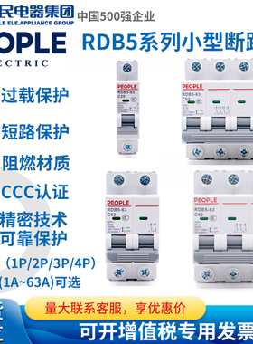 人民电器 空气开关 断路器DZ47升级RDB5-63家用短路保护总闸1234P