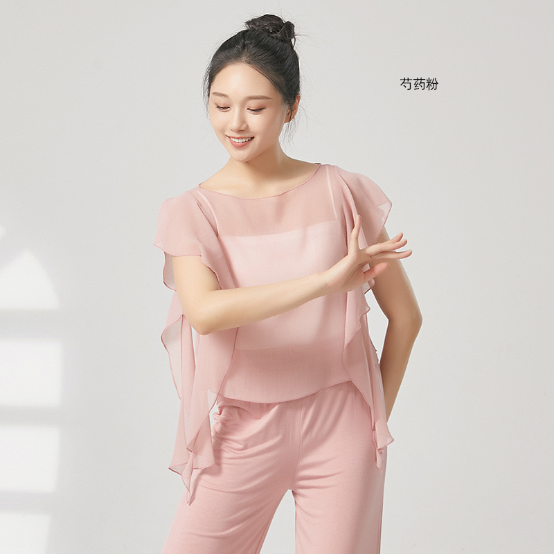 古典舞练功服女飘逸仙气上衣中国风舞蹈服装演出服现代舞表演套装