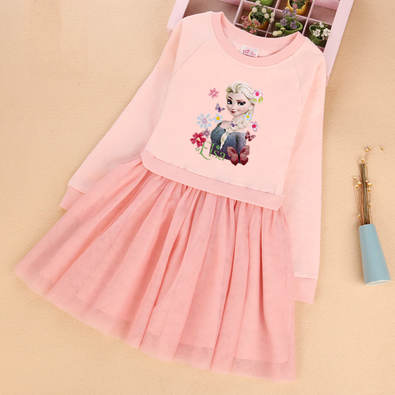 爱莎公主裙女童秋冬季纯棉连衣裙