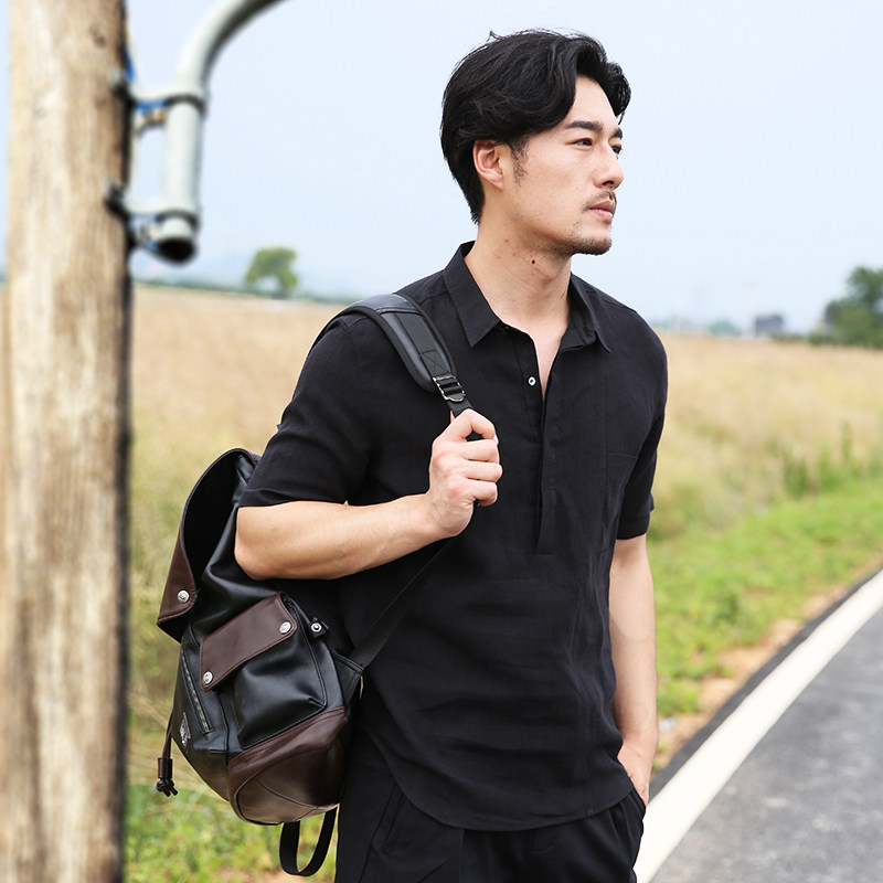 Original A summer Short sleeved shirt leisure time shirt Flax shirt man Retro Easy personality Harbor Windin the Men's clothing, Shirt  category - from Buy2taobao.com to provide professional Taobao agent buy service