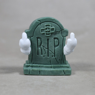 竖中指墓碑纯手工彩绘创意可爱万圣圣诞节迷你桌面摆件生日礼物