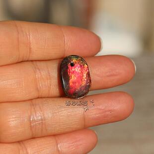 『系石苑DIY散珠饰品手排手链配件』天然有机宝石斑彩背云吊坠10