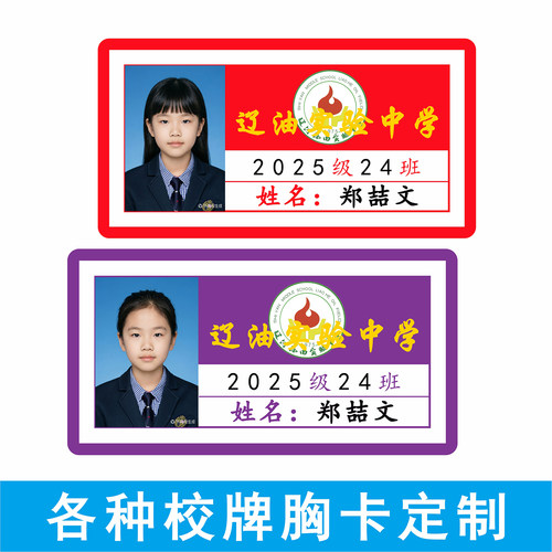 幼儿园小学辽油中学校牌胸卡公司工牌胸牌可烫防水名字贴