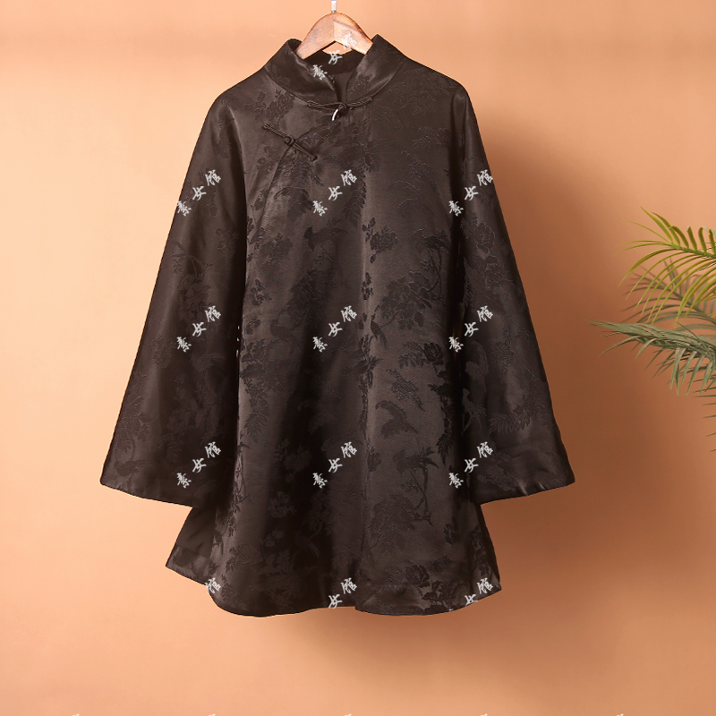 25464素女馆新款新中式汉服棉袄斜襟素色棉服