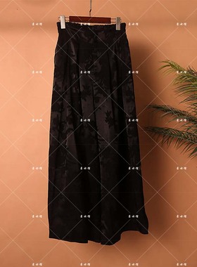 25490素女馆新款汉服新中式素色暗纹提花裤子