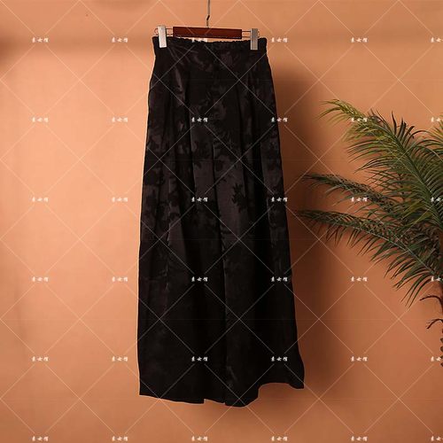 25490素女馆新款汉服新中式素色暗纹提花裤子