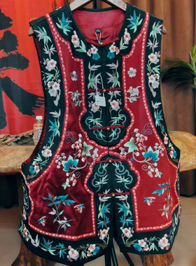 25447新款中式复古绣花如意汉服马甲