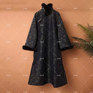 25618新款 斜襟凤仙领长袍