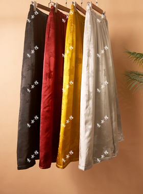 25327款素女馆新中式保暖长裤宽松汉服棉裤