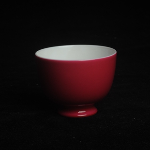 美壶网景德镇美杯胭脂红手工主人杯 中式细瓷茶杯 复古风 66cc
