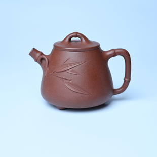 美壶网紫砂壶手工手制老紫泥竹叶石瓢壶 单壶145cc 茶壶 茶具