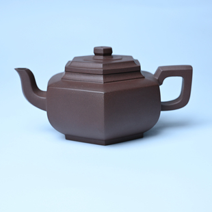 美壶网紫砂壶凌晨老师精致紫泥全手工六方雪华壶 茶壶 茶具240cc