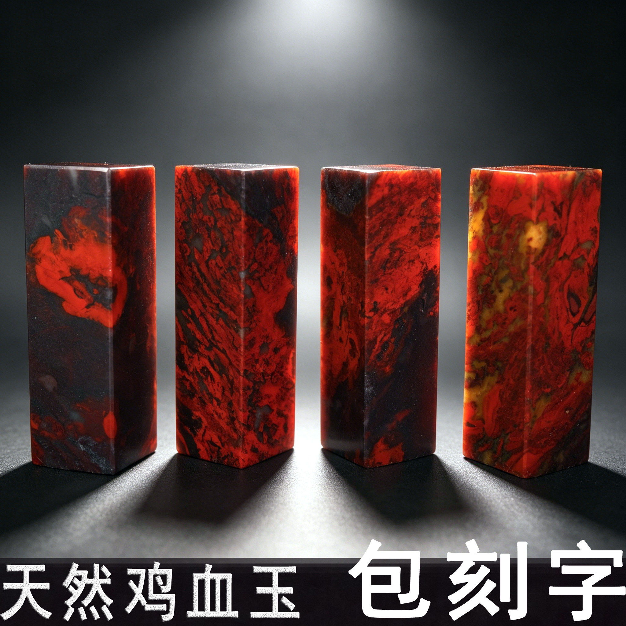 桂林鸡血玉印章 天然原石方章私章书法字画章 鸡血石篆刻字姓名章