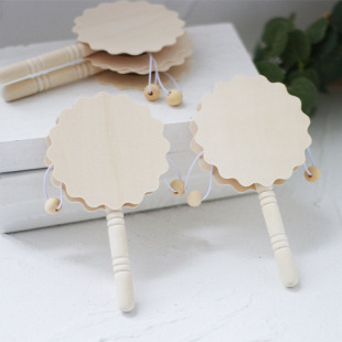 木质白胚拨浪鼓幼儿园儿童手工制作diy创意美术材料绘画涂鸦彩绘
