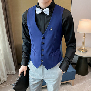 8751*马甲男潮收腰夜店酒吧ktv工作服休闲背心P50图片
