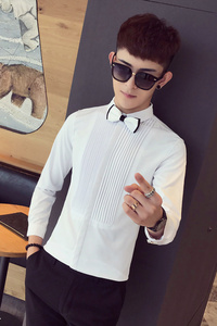 SC036-宫廷男潮韩版长袖衬衣夜店酒吧发型师服务生衬衫工作服P48图片