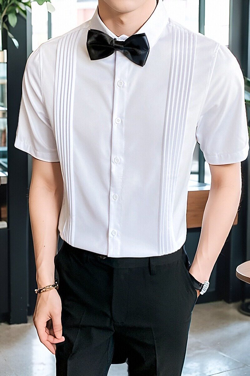 LT144*男绅士短袖衬衫尖领餐厅服务员工作服衬衣伴郎服短袖P40,男装衬衫,星座717A