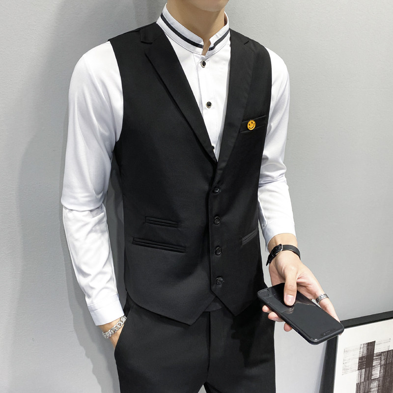 LP811*新款男笑脸多口袋翻领单排扣休闲马甲服务员马甲外套P50,男装背心/马甲,星座717A