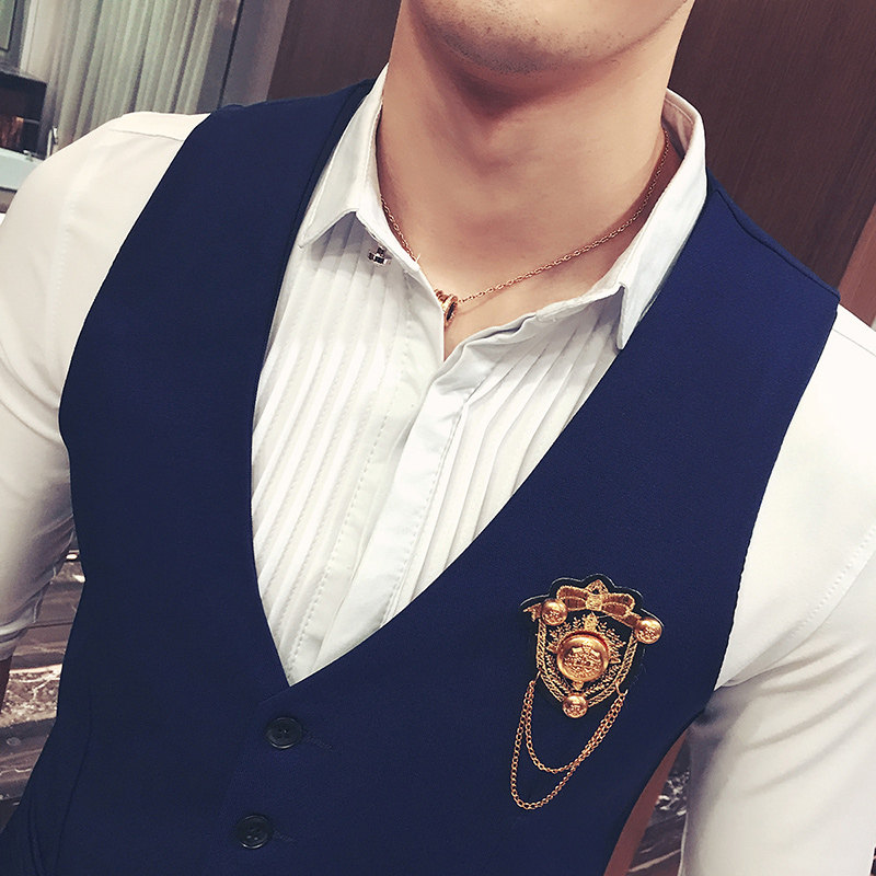 Y8744-W学院风男KTV英伦DJ马甲工作服美发师理发店大码马甲P50,男装背心/马甲,星座717A