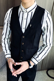 LP749-小雨伞男V领单排扣马甲休闲马甲工作服酒吧服务生工装P50，男装背心/马甲，星座717A