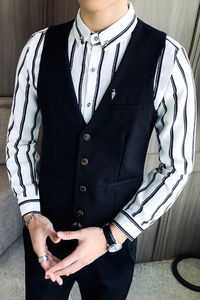 LP749-小雨伞男V领单排扣马甲休闲马甲工作服酒吧服务生工装P50图片