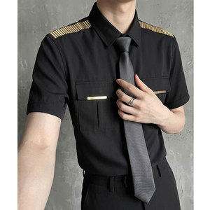QS031*男简章亮条装饰空少短袖制服P40图片