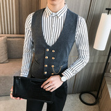 LP734-金属双排扣V领短款男马甲外套休闲马甲P50，男装背心/马甲，星座717A