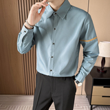 LT150*男秋季撞色个性小众设计工作服KTV夜店服务生衬衫工装P55，男装衬衫，星座717A