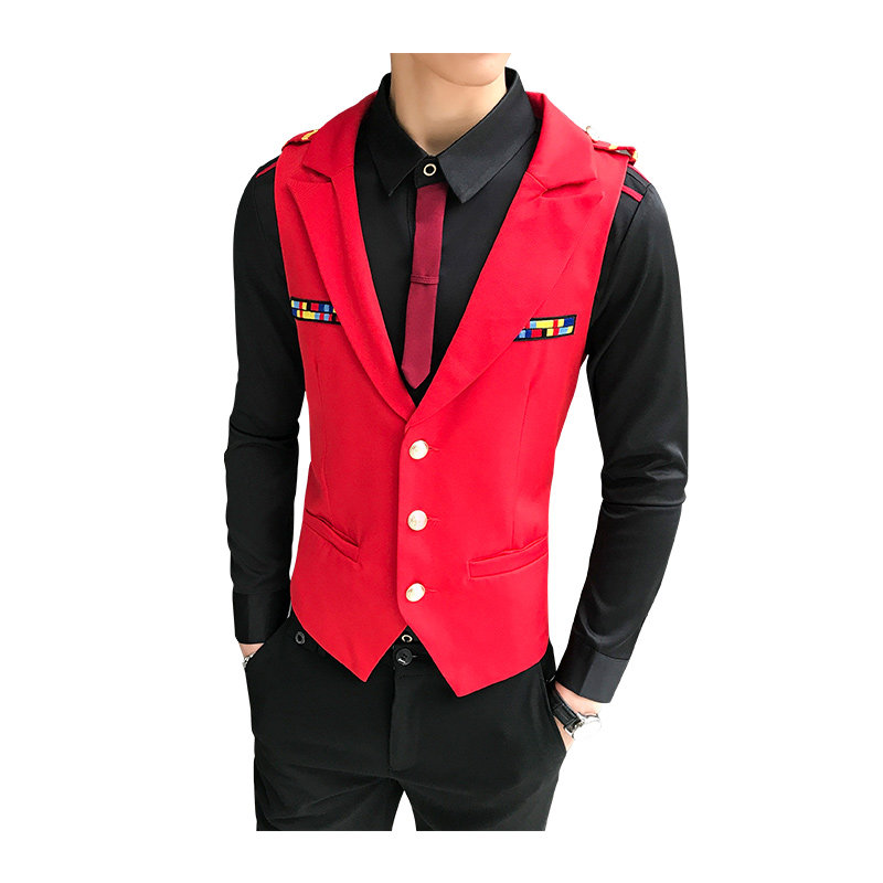 LP776-英伦肩章男短西装领马甲工作服夜店酒吧KTV空少马甲P45,男装背心/马甲,星座717A