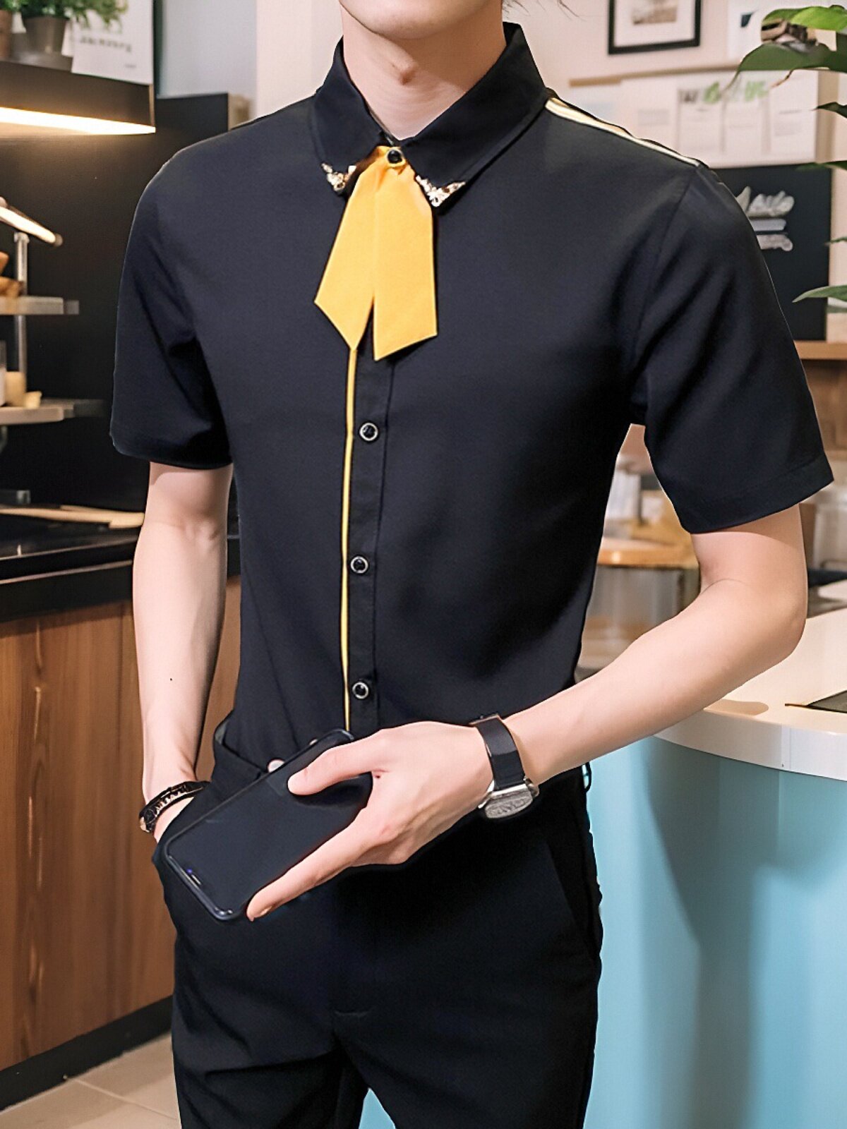 LT136*男女短袖个性领带装饰奶茶店衬衣工作服营业员K衬衫P40