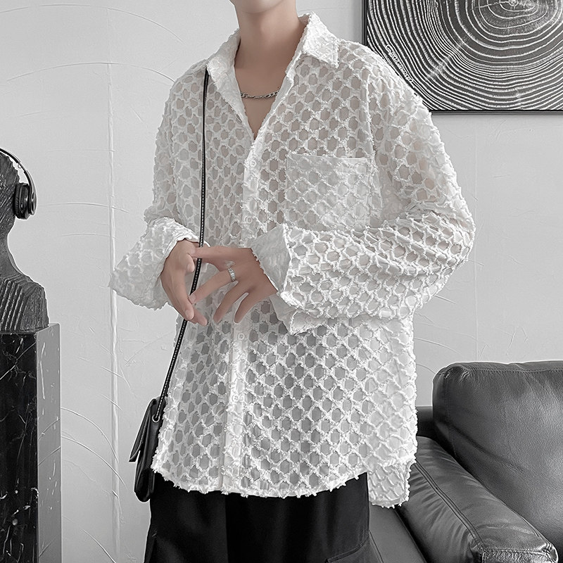 QS001*店主风潮男女款中性长袖衬衫宽松衬衣外套P55,男装衬衫,星座717A