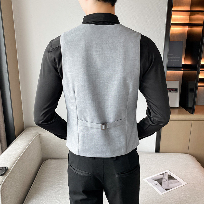 LT806*2022男V领单排扣修身马甲休闲马褂营业员潮工作服P50,男装背心/马甲,星座717A