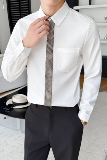 LT201*格子领带男潮流韩版帅气长袖衬衣工作服秋冬男职业装P55，男装衬衫，星座717A