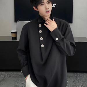 QS078*不规则宽松暗黑风格长袖衬衫P70图片
