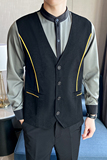 LT807*男马甲衬衫假两件灰色工作服酒吧夜店立领拼色衬衣P60，男装衬衫，星座717A