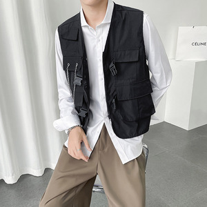 QS023*男潮大口袋工装马甲外套男休闲轻奢小马褂P40图片
