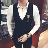 Y8744-W学院风男KTV英伦DJ马甲工作服美发师理发店大码马甲P50，男装背心/马甲，星座717A