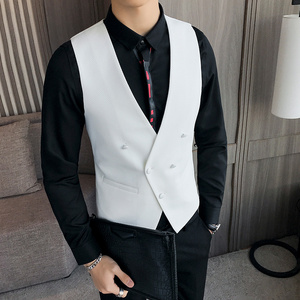 LP706-V双排扣领男士马甲夜店酒吧KT休闲马甲工作服P50图片