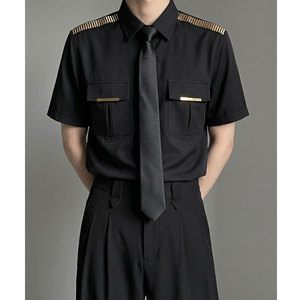 QS031*男简章亮条装饰空少短袖制服P40图片