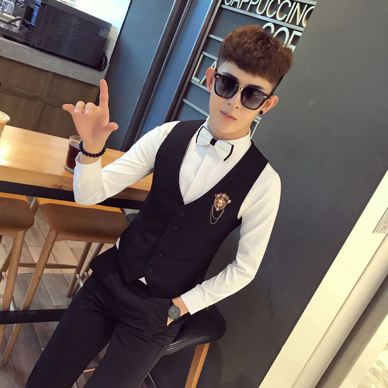 S8744-V2023潮男修身短款马甲马褂夜店酒吧KT马甲工作服P50,男装背心/马甲,星座717A