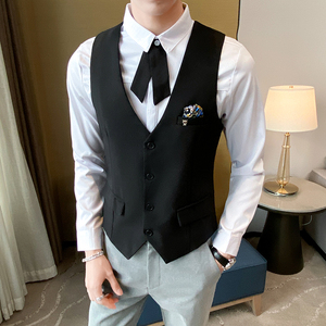 8731*男女同款休闲马褂外套酒吧餐厅服务员台球室马甲工作服P50图片