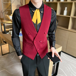 8706*2023青年商务休闲马甲KTV餐厅营业员服务员马甲工作服P50图片