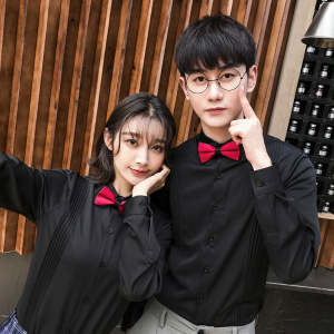 QC124*学院情侣长袖衬衣夜店酒吧服务员衬衫工作服大码P45图片