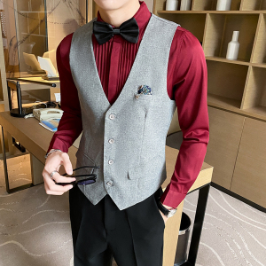 8731*男女同款休闲马褂外套酒吧餐厅服务员台球室马甲工作服P50图片