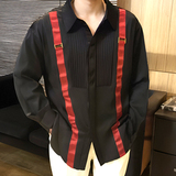 QS017*聚会酒吧礼服潮织带装饰背带衬衫P48，男装衬衫，星座717A