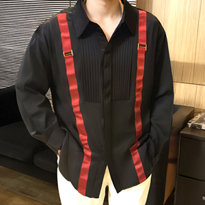 QS017*聚会酒吧礼服潮织带装饰背带衬衫P48图片